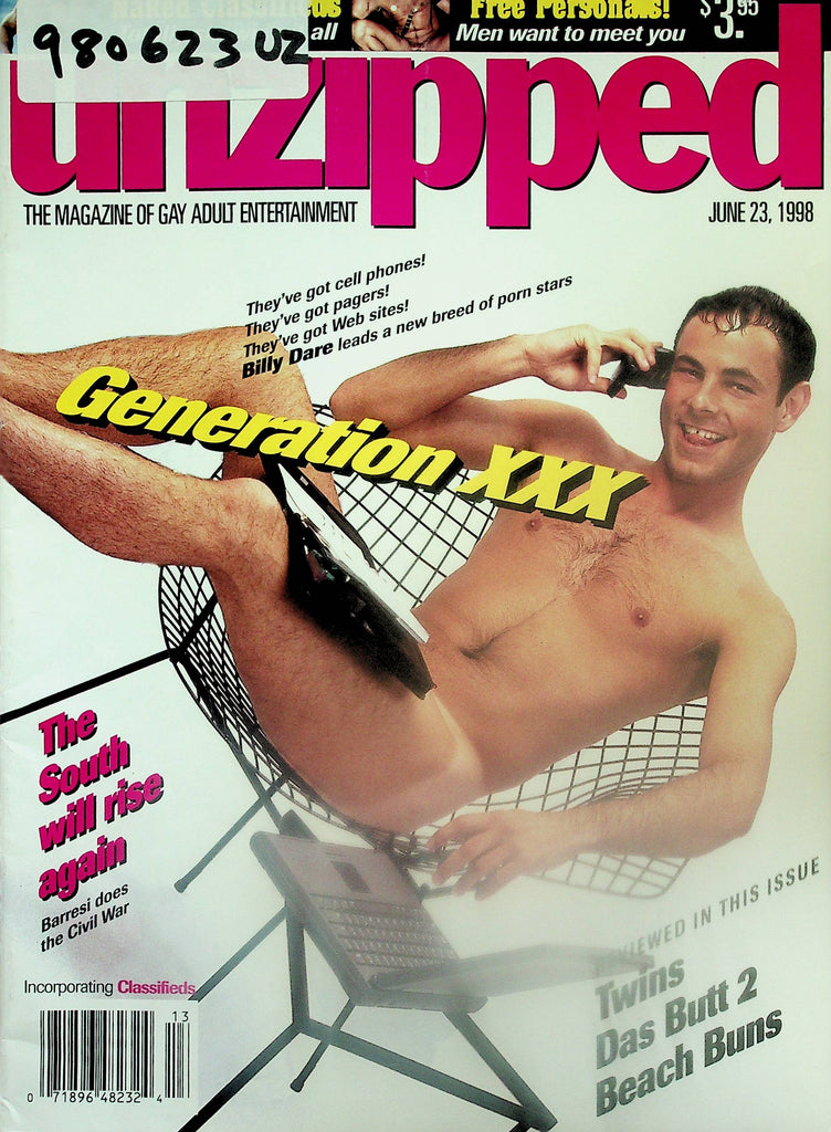 Unzipped Gay Magazine   Cover Stud  Billy Dare June 23, 1998    102525lm-p
