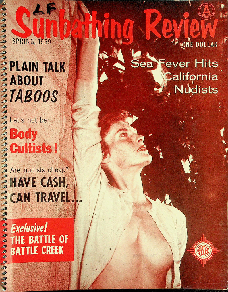 Sunbathing Review Nudist Magazine  Plain Talk About Taboos / Sea Fever Hits California Nudists  Spring 1959      081026lmp-GSC