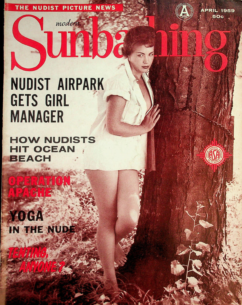 Modern Sunbathing Nudist Magazine   Nudists Hit Ocean Beach / Yoga In The Nude  April 1959    072426lmp-GSC