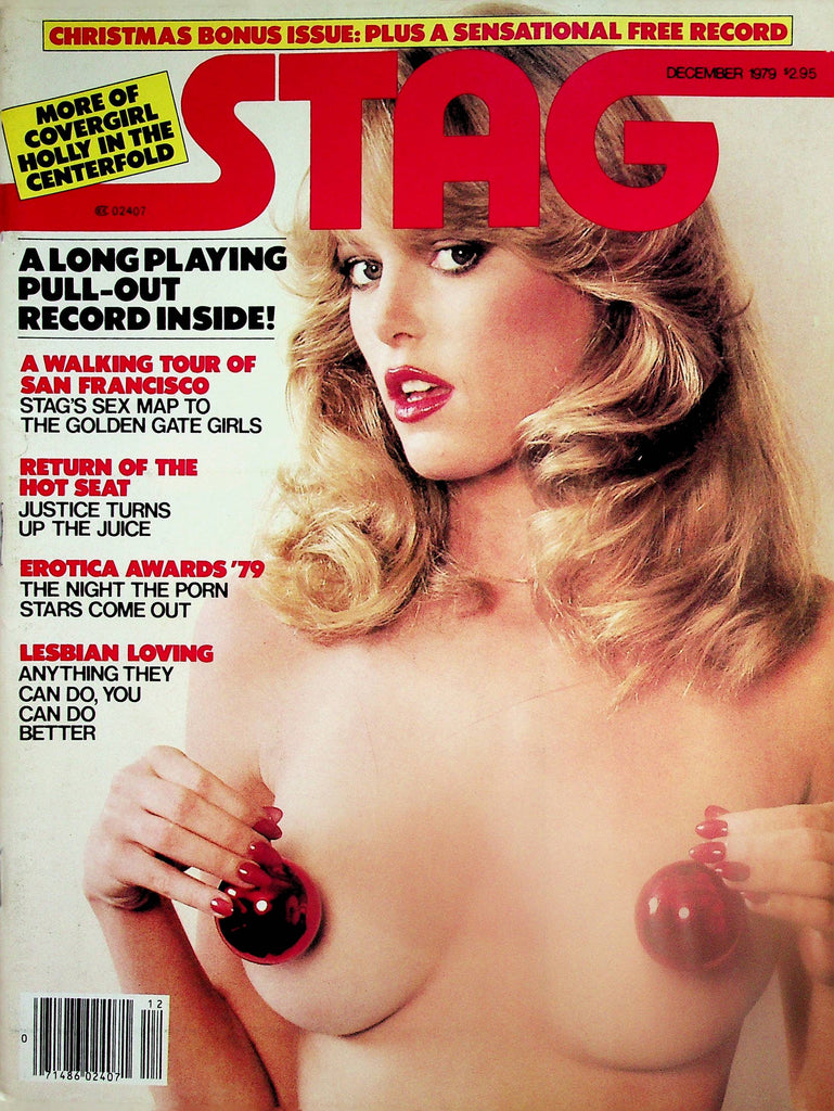 Stag Magazine  Cover/Centerfold Girl Holly w/Record   December 1979     071425lm-p