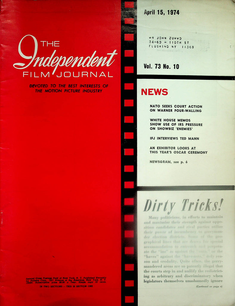 The Independent Film Journal  Fred Astaire, Paul Newman, Robert Wagner  April 15, 1974     110325lm-p