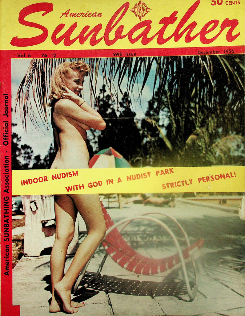 American Sunbather Nudist Magazine  Indoor Nudism / With God In A Nudist Park  December 1956      122025lmp