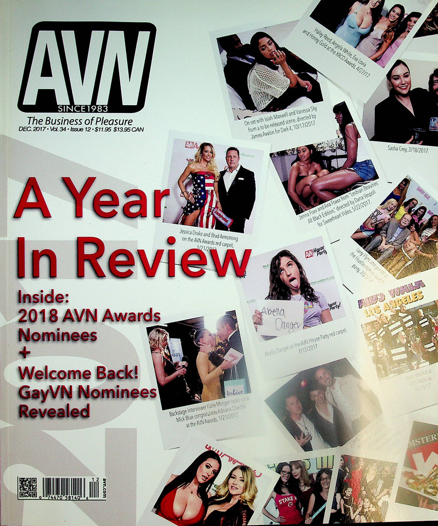 AVN Adult Video News Over-Sized  Magazine  A  Year In Review / Angela White & Harli Lotts  December 2017   061924lm-p