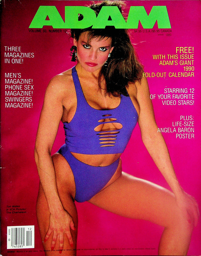 Adam Magazine  Covergirl Tori Welles / Trinity Loren w/calendar  vol.33 #12  1989  061125lm-p