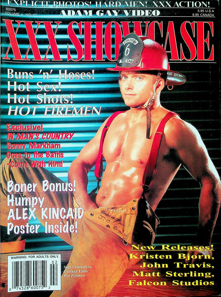 Adam Gay Video XXX Showcase Magazine  Hot Firemen! Coverguy Sam Crockett  vol.4 #2   August 1996  011026lmp