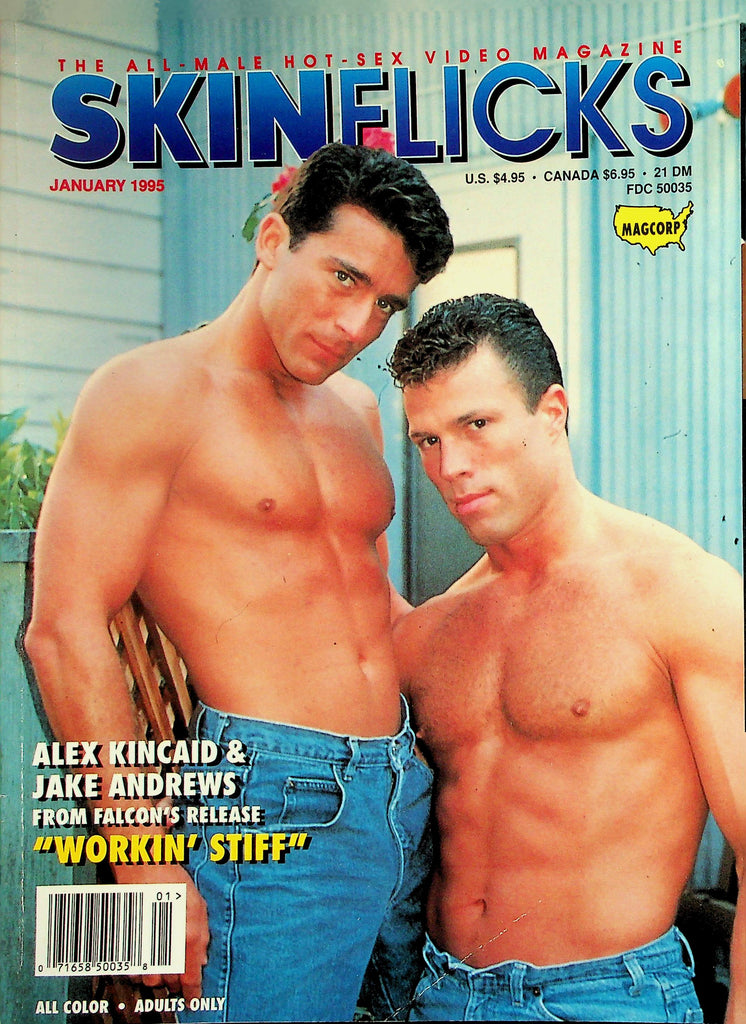 Skin Flicks Gay Magazine  Cover Guys Alex Kincaid & Jake Andrews  January 1995  Magcorp  102826lmp-GSC