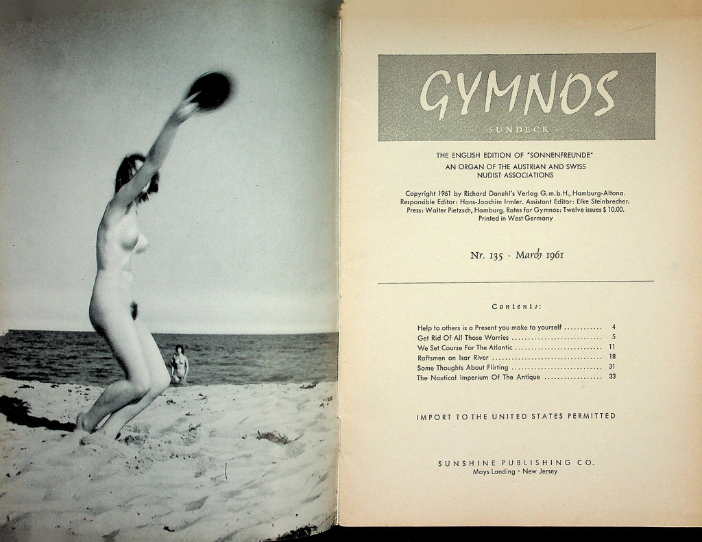 Gymnos Sundeck Nudist Digest  #135  March 1961    010126lmp
