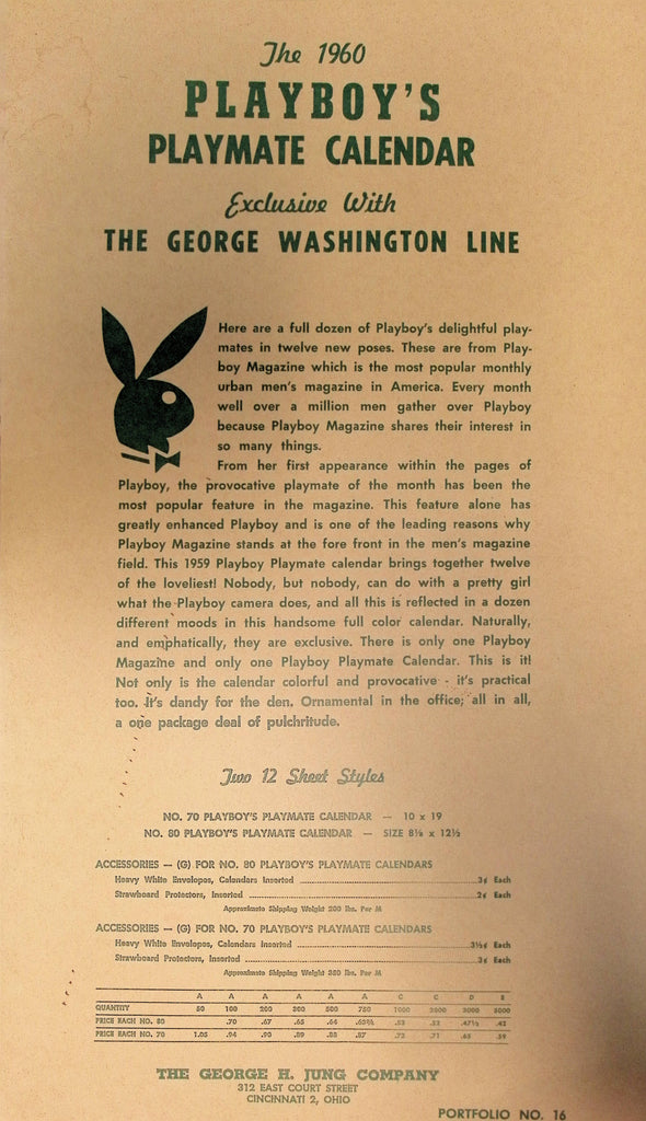 Playboy The 1960 Playmate Calendar Exclusive with The George Washington Line Portfolio #16