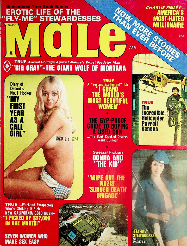 Male Magazine  "Fly-Me" Stewardesses / 7 Women Who Make Sex Easy  April 1974      072024lm-p