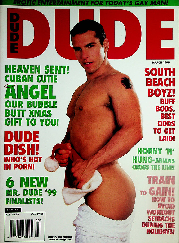 Dude Gay Magazine  Cover Guy Cuban Cutie Angel Xmas Gift To You!  March 1999  061424lm-p