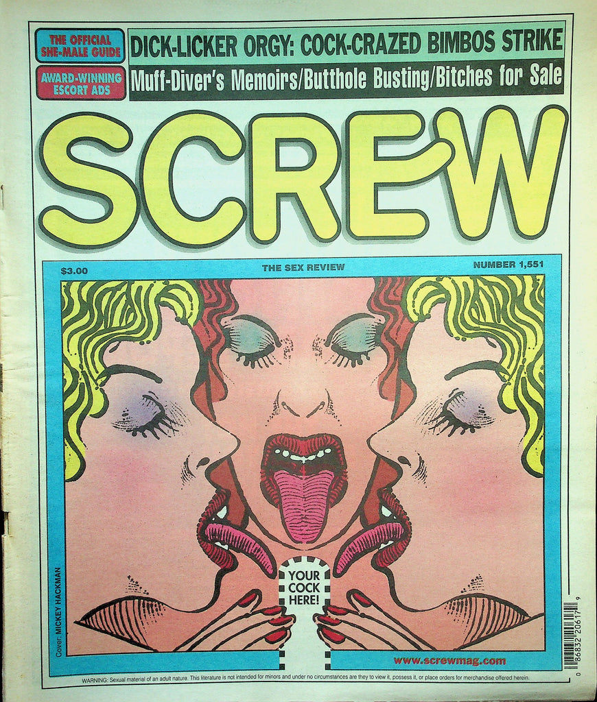 Screw Newspaper  Dick-Licker Orgy: Cock-Crazed Bimbos  #1551  November 23, 1998   010526lmp