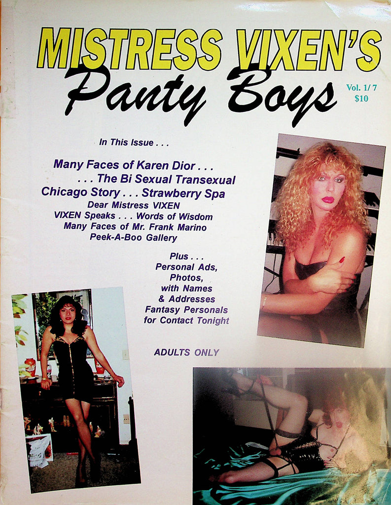 Mistress Vixen's Panty Boys Transgender Contact Magazine Many Faces Of Karen Dior  vol.1 #7  1980's    093024lm-p