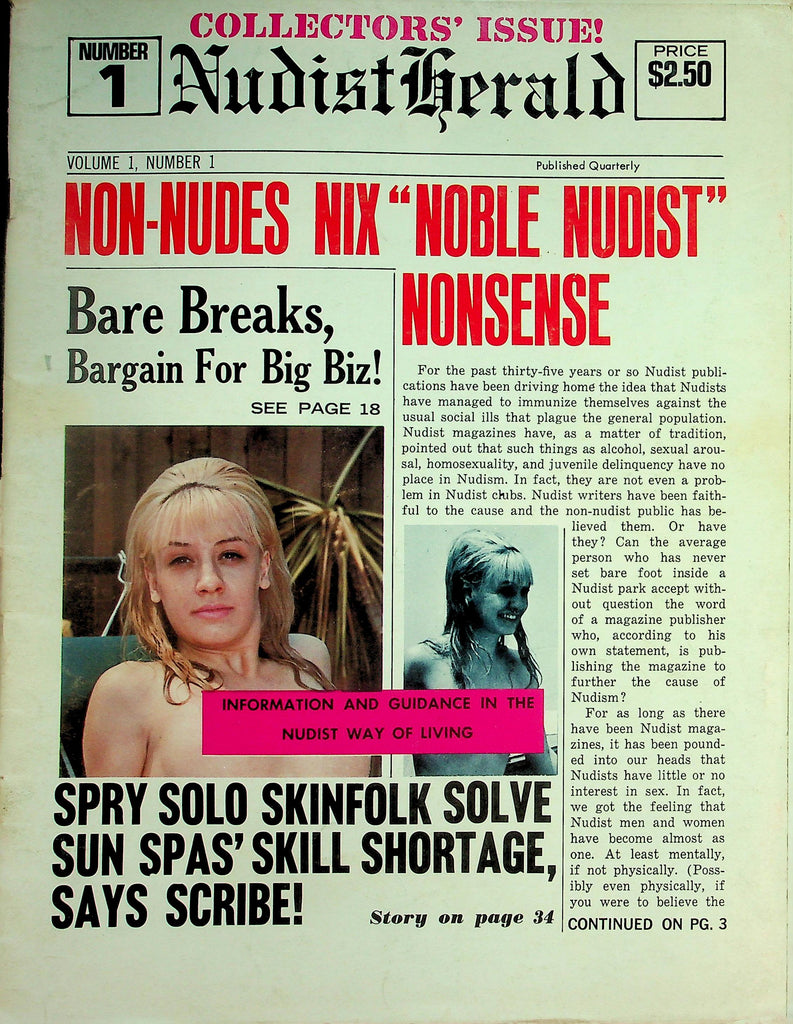 Nudist Herald Magazine Collector's Issue!  Non-Nudes Nix "Noble Nudist" Nonsense  vol.1 #1  1960's    100526lmp-GSC