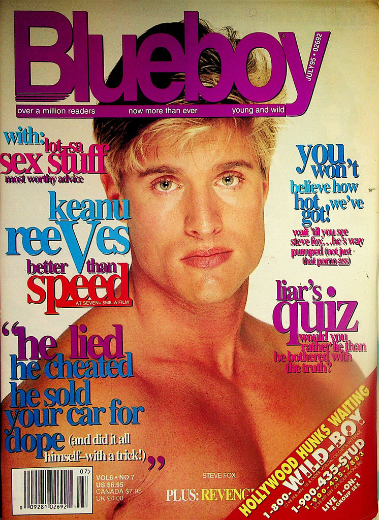 Blueboy  Gay Magazine  Cover Guy Steve Fox / Keanu Reeves Better Than Speed  July 1995   061624lm-p