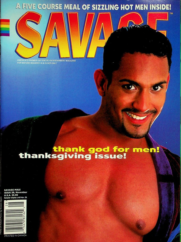 Savage Male Gay Magazine  Cover Guy Rafael Perez  November 1996  Thanksgiving Issue!     041726lmp
