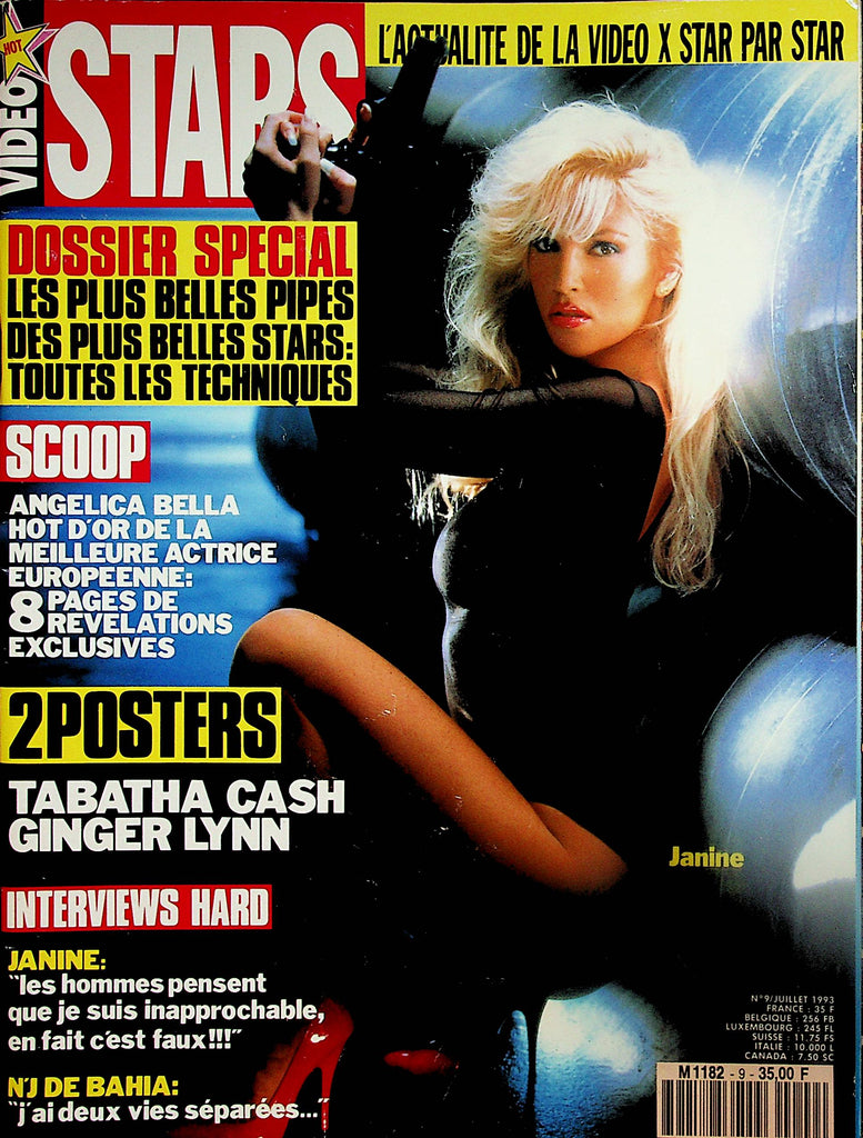 Video Stars French International Magazine  Covergirl Janine / 2 Posters Tabatha Cash & Ginger Lynn  #9 1993    092824lm-p