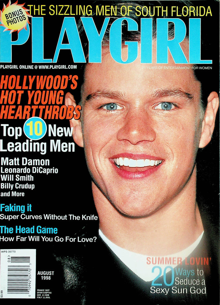 Playgirl Magazine  Top Leading Men:  Matt Damon, Leonardo DiCaprio, Will Smith & More  August 1998     073125lm-p