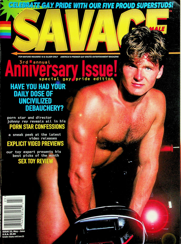 Savage Male Gay Magazine  Cover Guy Alec Powers - Anniversary Issue May 1996  Special Gay Pride Edition      041726lmp