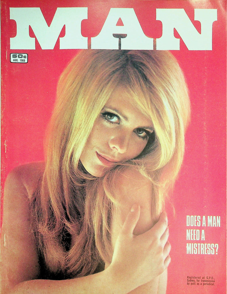 Man Magazine  Does A Man Need A Mistress?  / Centerfold Girl Of The Month Samantha Bond  August 1969  011926lmp