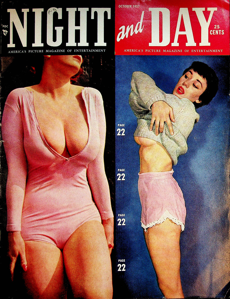 Night and Day Over-Sized Vintage Magazine  Covergirls Diane Kirby and Helen Martin October 1957  042923lm-p