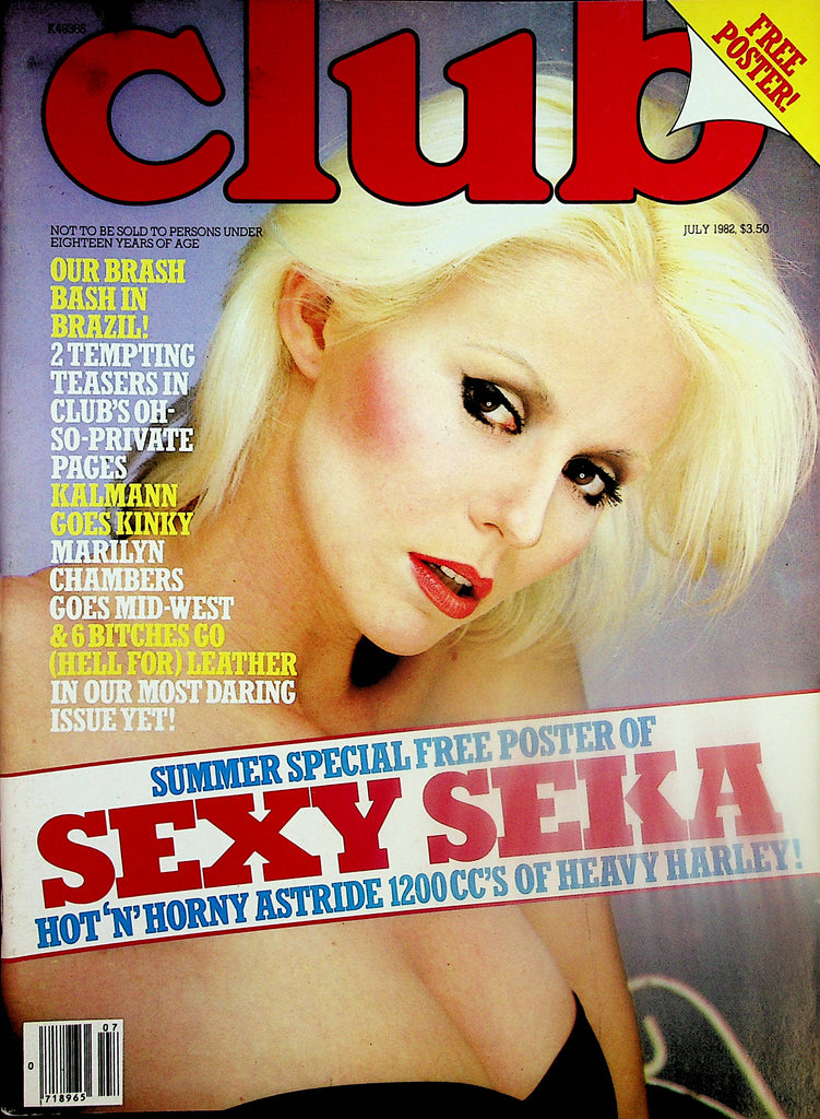 Club Magazine  Sexy Seka w/Poster  - Marilyn Chambers  July 1982    Paul Raymond      092324lm-p