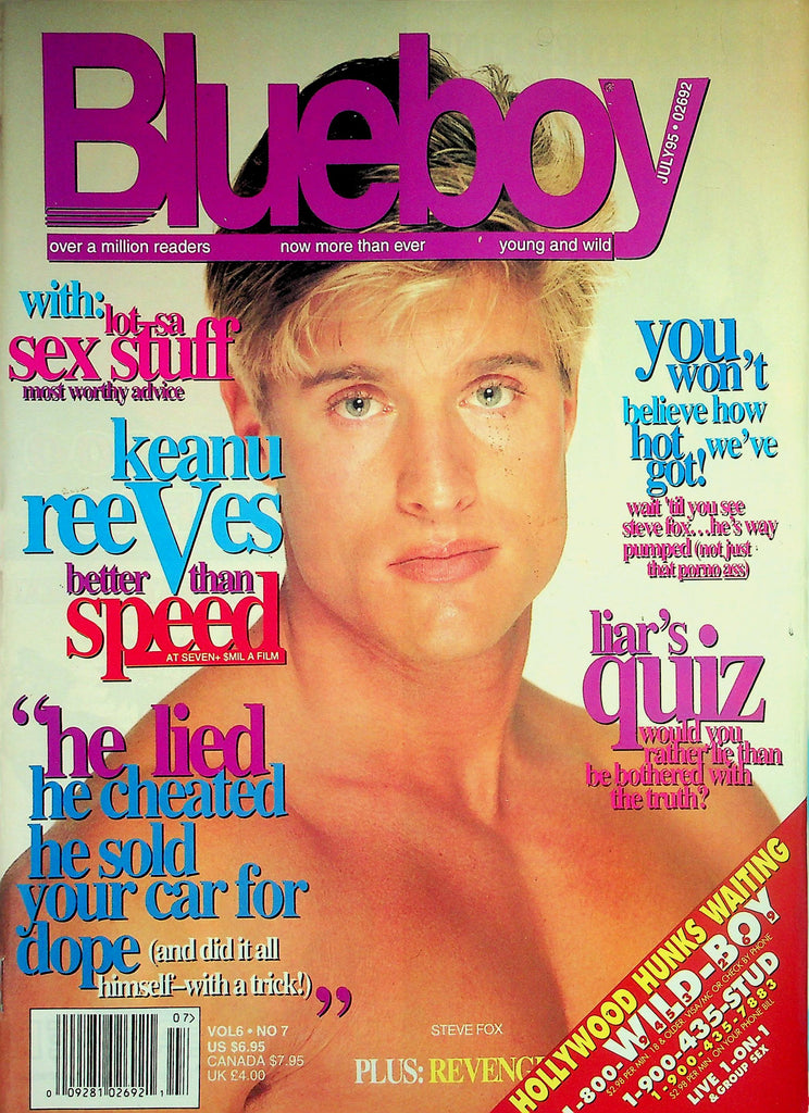 Blueboy Gay Magazine  Cover Guy Steve Fox / Keanu Reeves  July 1995    031326lmp