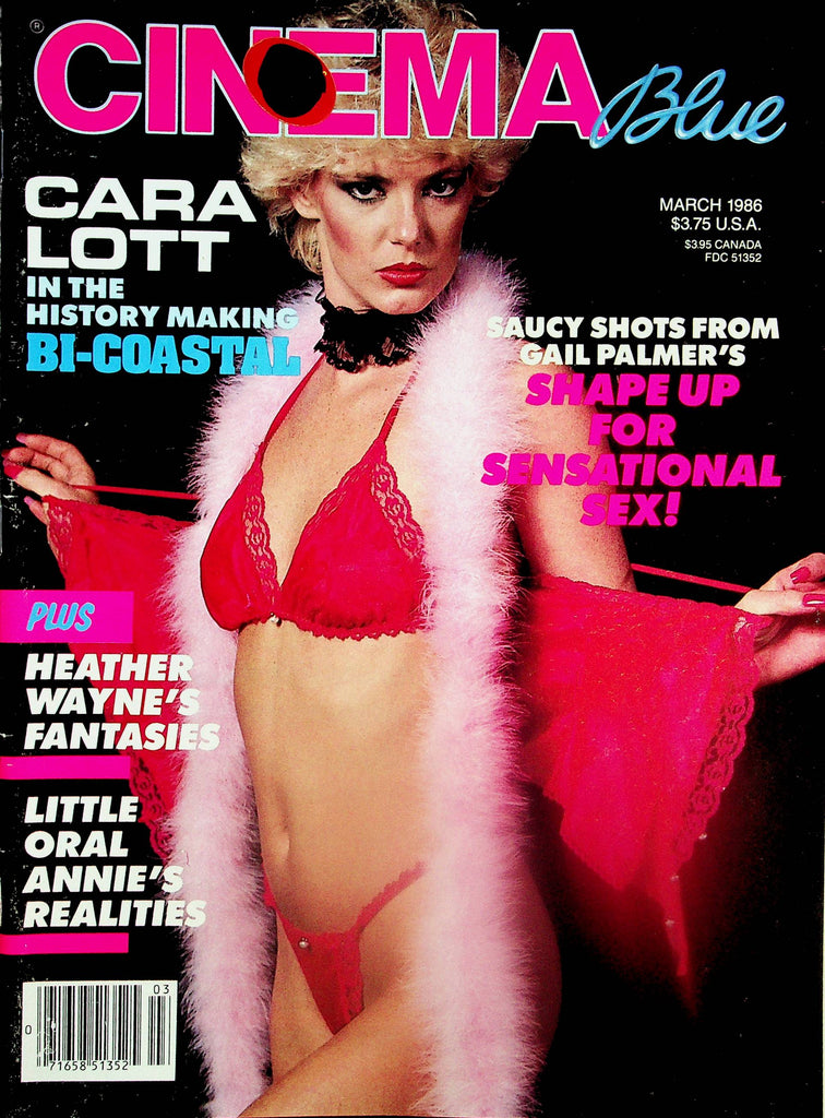 Cinema Blue Magazine  Covergirl Cara Lott / Ginger Lynn   March 1986    051425lm-p