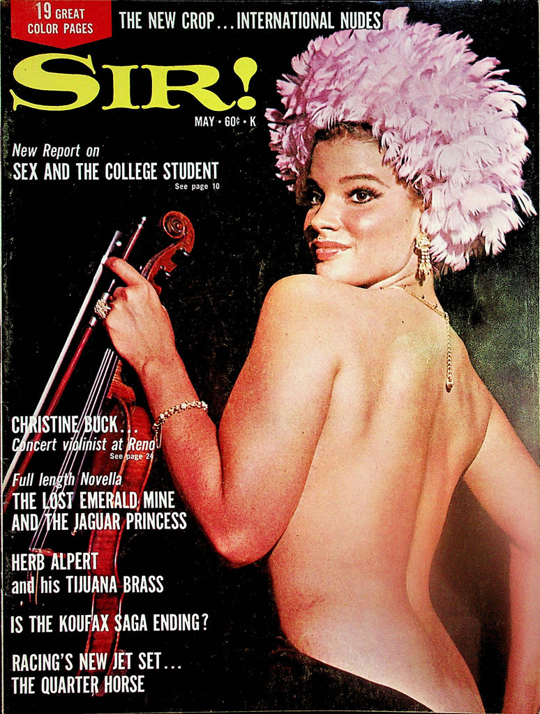Sir! Magazine  Covergirl Christine Buck Concert Violinist At Reno / Centerfold Denien Novak May 1966    051826AMP-