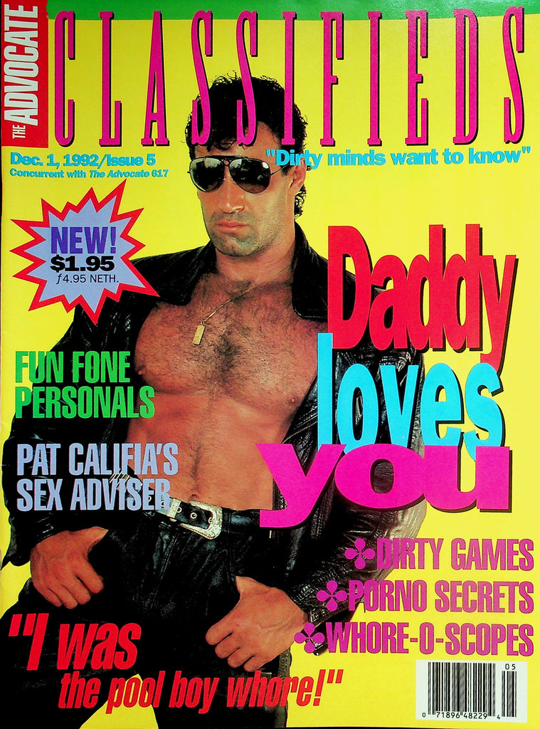 The Advocate Classifieds Gay Magazine  Cover / Centerfold Guy Dave Trenton   December 1, 1992    041826lmp