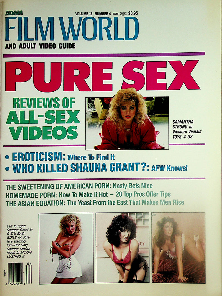 Adam Film World And Adult Video Guide  Samantha Strong , Shauna Grant, Kristara Barrington and More!  vol.12 #4  1988      031624lm-p