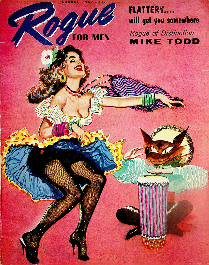 Rogue Vintage Magazine  Centerfold Miss Evelyn West / Mike Todd & Liz Taylor  August 1957     090623lm-p