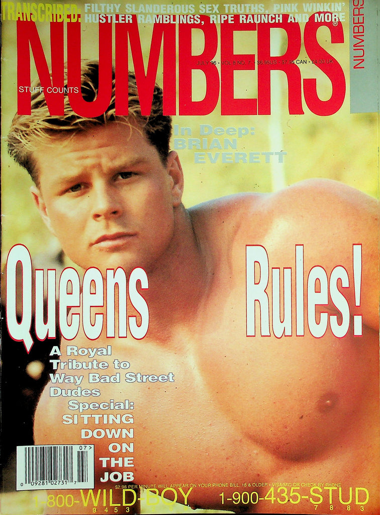 Numbers Gay Magazine  Cover Guy Brian Everett - Queens Rules!  July 1996    041826lmp