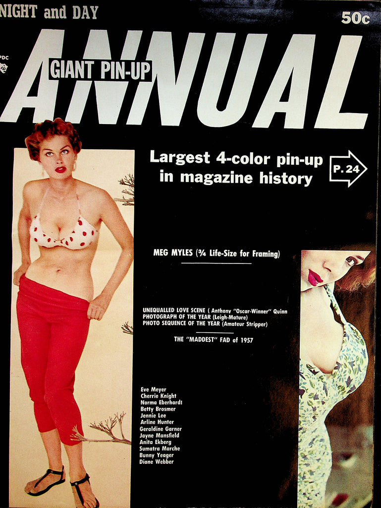 Night and Day Annual Vintage Over-Sized Magazine  Eve Myer, Jayne Mansfield, Bunny Yeager and More!  1958   042323lm-p