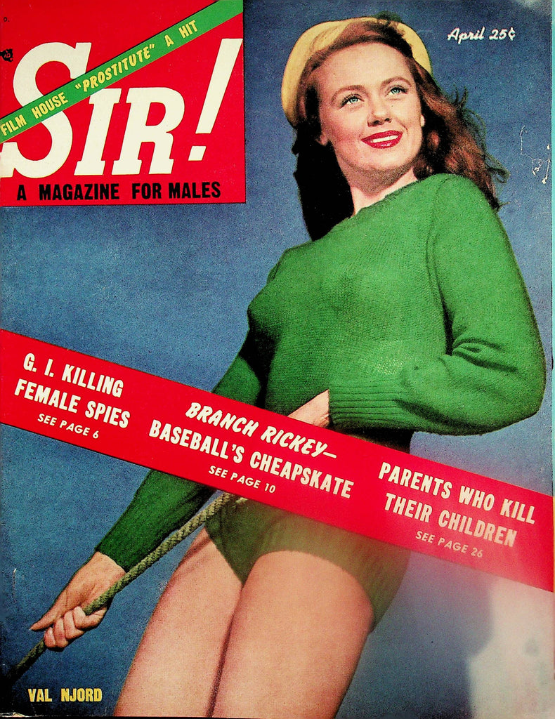 Sir! Vintage Magazine  Covergirl Val Njord  April 1950     092225lm-p