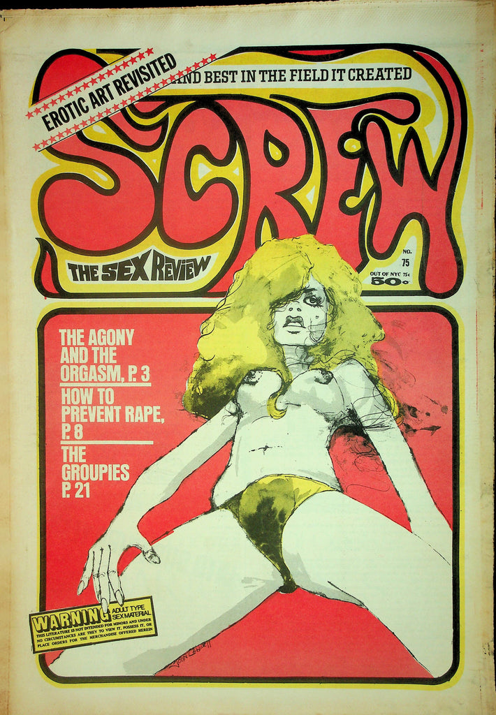 Screw Adult Newspaper  The Agony And The Orgasm  #75 August 10, 1970      090526lmp-GSC