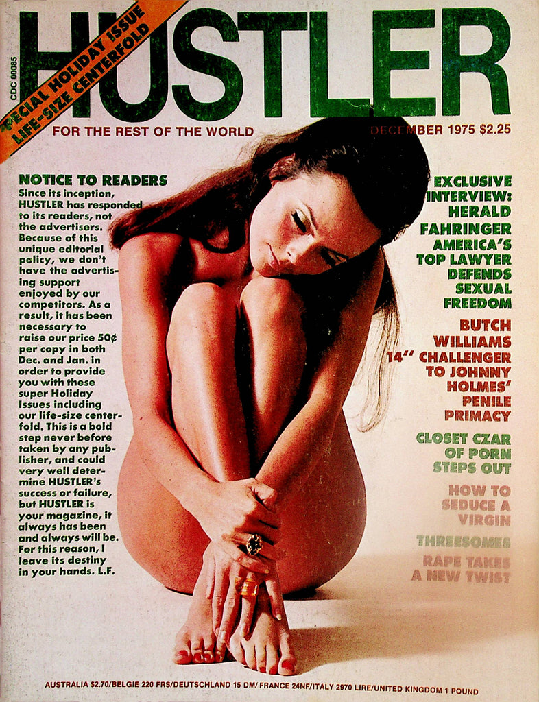 Hustler Special Holiday Issue Magazine  Butch Williams 14" / Lena -Life Size Centerfold  December 1975  010925lm-p