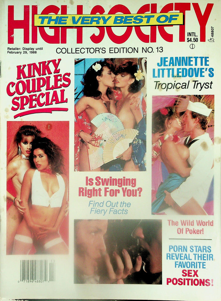 The Very Best High Society Magazine  Jeannette Littledoves' Tropical Tryst!   Kinky Couples Special  #13  1988 Collector Edition   112825lmp