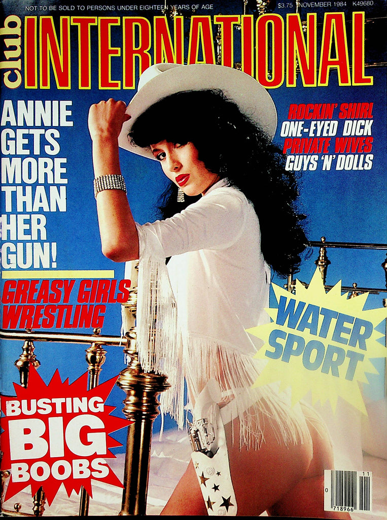 Club International Magazine  Annie Gets More Than Her Gun! /  Greasy Girls Wrestling  November 1984      031124lm-p2