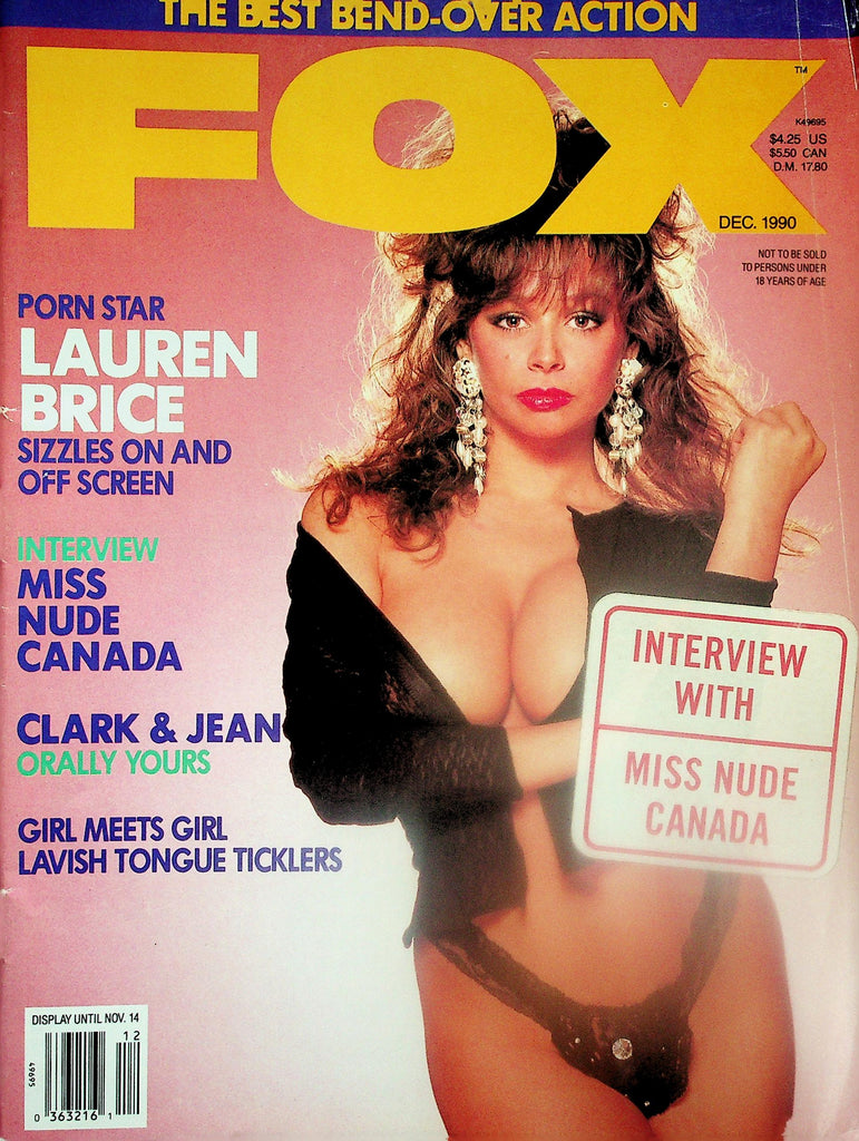 Fox Magazine  Porn Star Lauren Brice  / Miss Nude Canada Interview December 1990     121925lmp