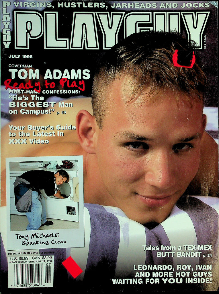 Playguy Gay 18+ Magazine  Cover Guy Tom Adams Ready To Play  July 1998    102826lmp-GSC