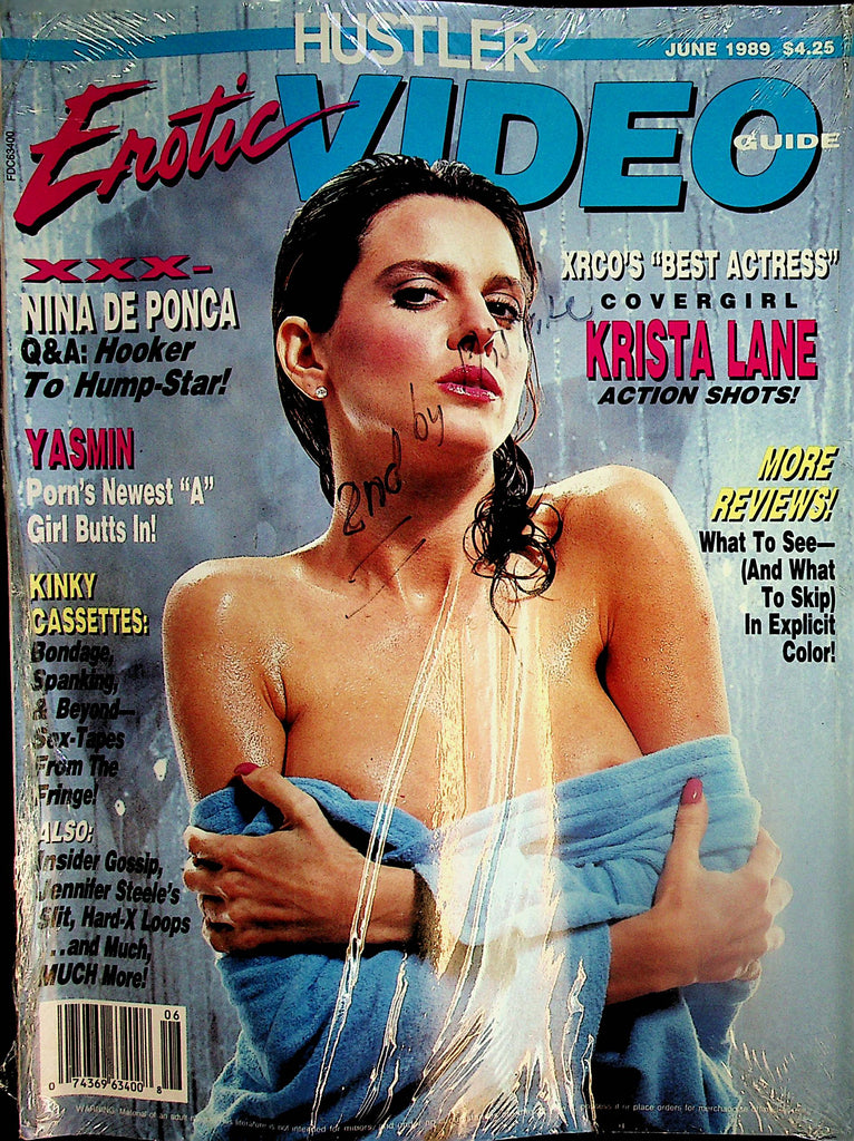 Hustler Erotic Video Guide Magazine   Covergirl Krista Lane  June 1989  new/sealed   011024lm-p