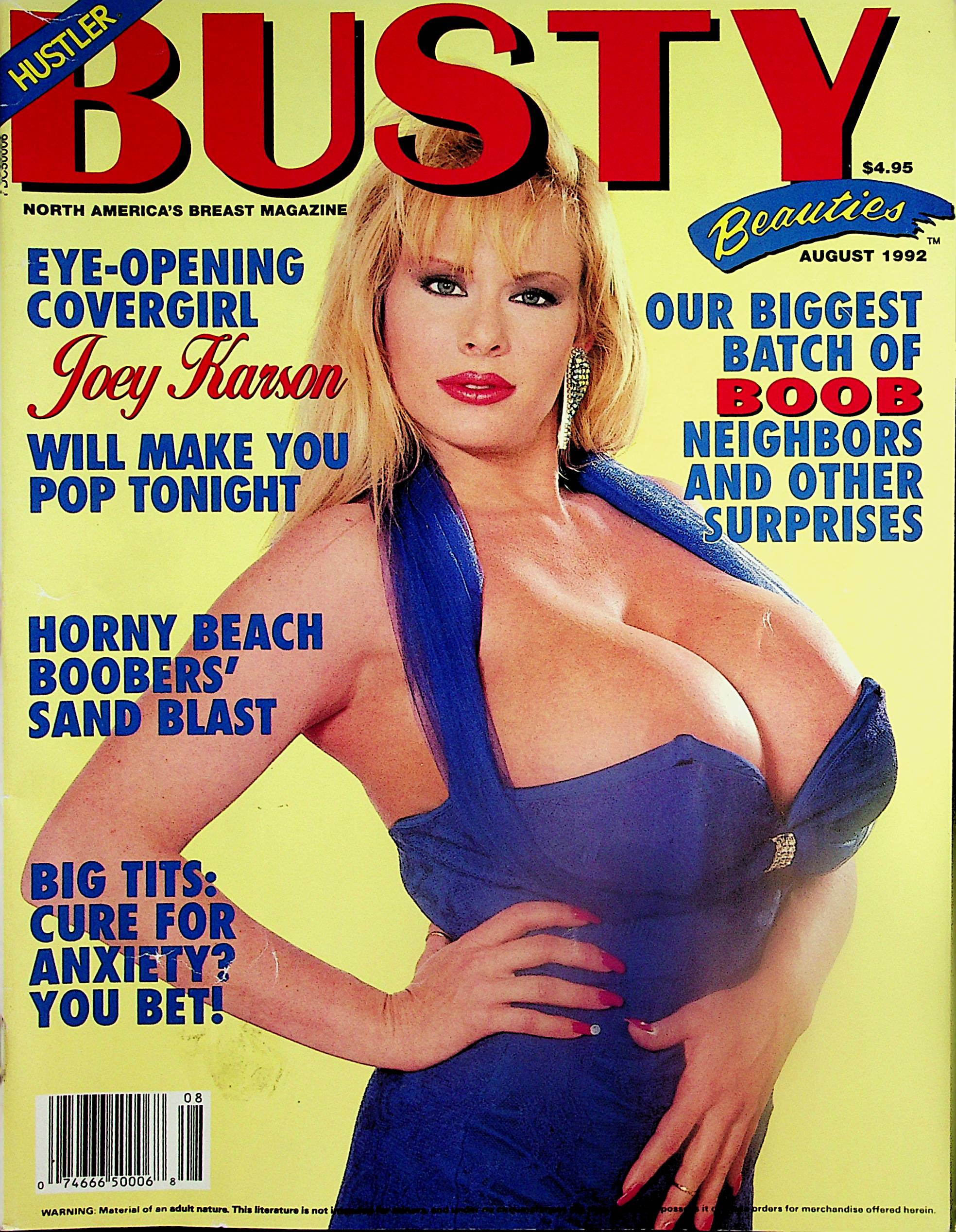 Hustler Busty Beauties Magazine Covergirl Joey Karson August 1992 0708 –  Mr-Magazine