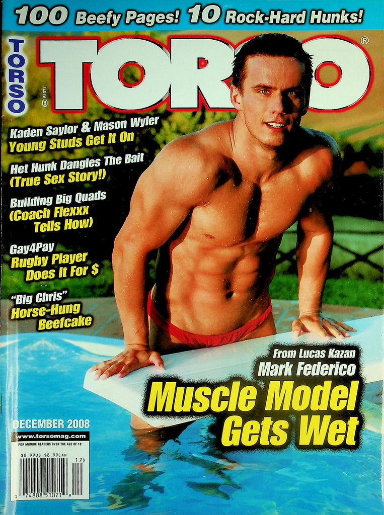 Torso Gay Magazine  Cover Guy Mark Federico Muscle Model Gets Wet!  December 2008   032226lmp