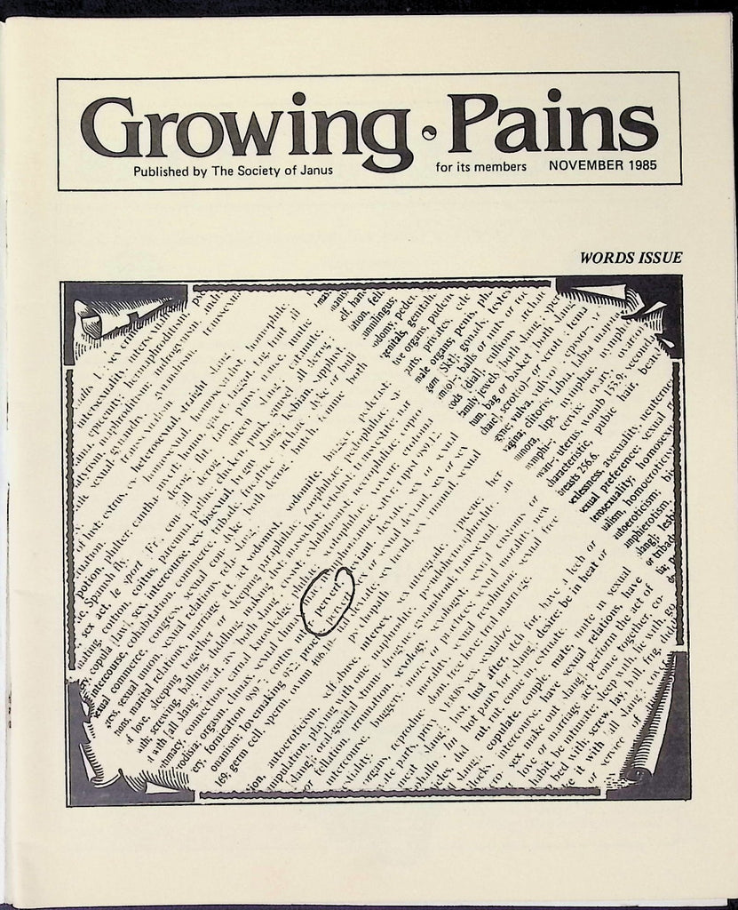 Growing Pains Adult Digest Words Issue November 1985 Society of Janus 010726AKP