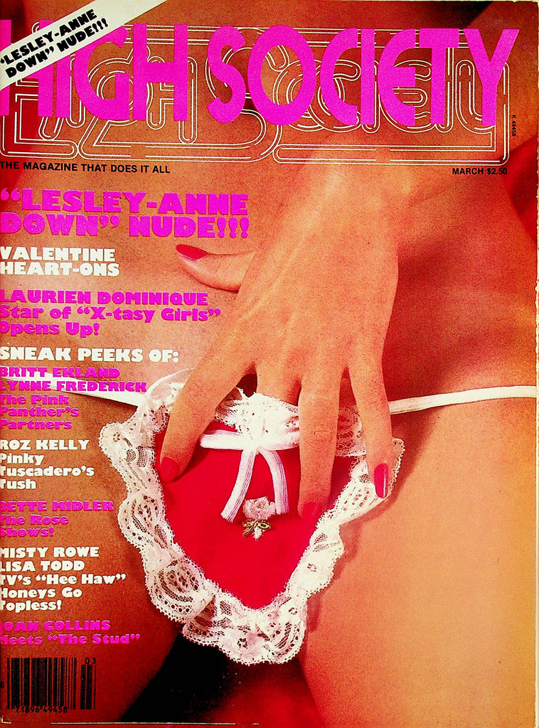 High Society Magazine  "Lesley-Anne Down" Nude / Valentine Heart-Ons  March 1980     032524lm-p
