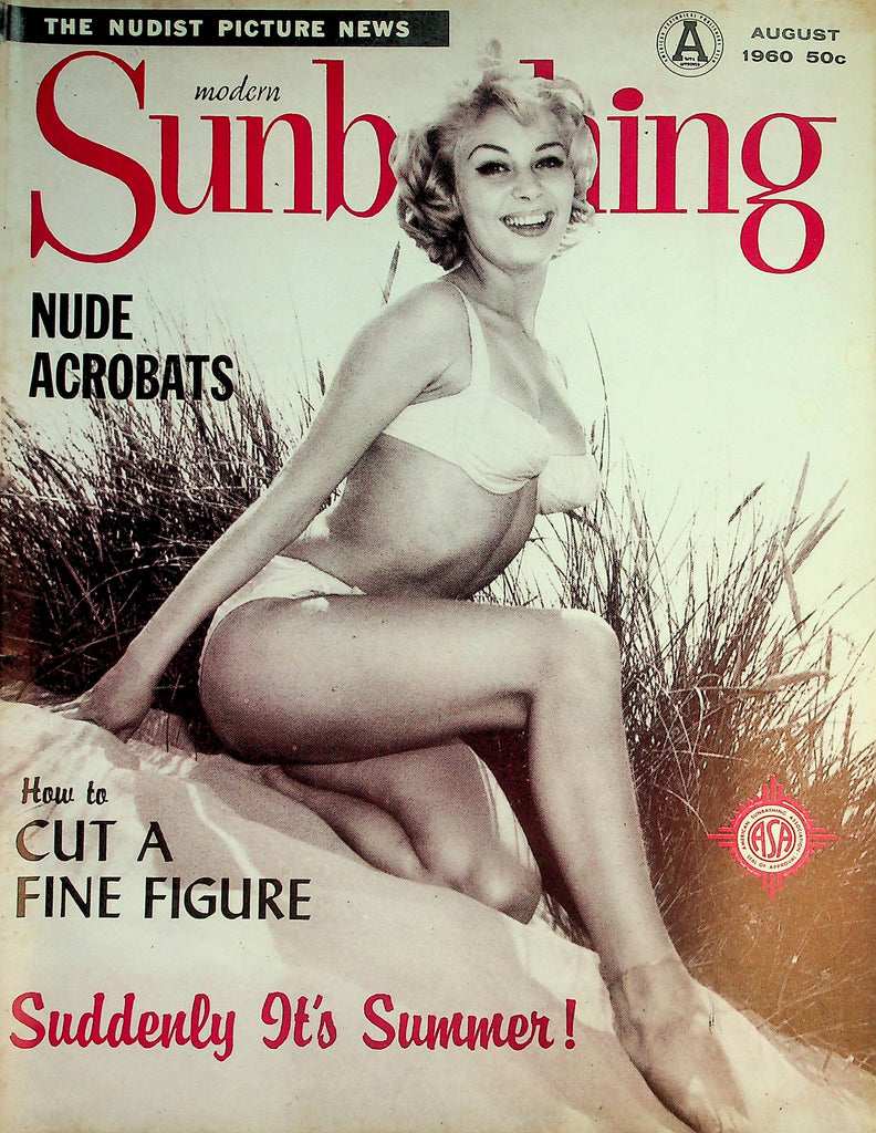 Modern Sunbathing Nudist Magazine  Nude Acrobats / Cut A Fine Figure  August 1960     072426lmp-GSC