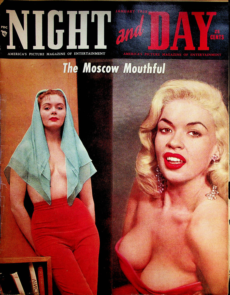 Night and Day Vintage Over-Sized Magazine   Covergirl Jayne Mansfield  January 1958    042323lm-p