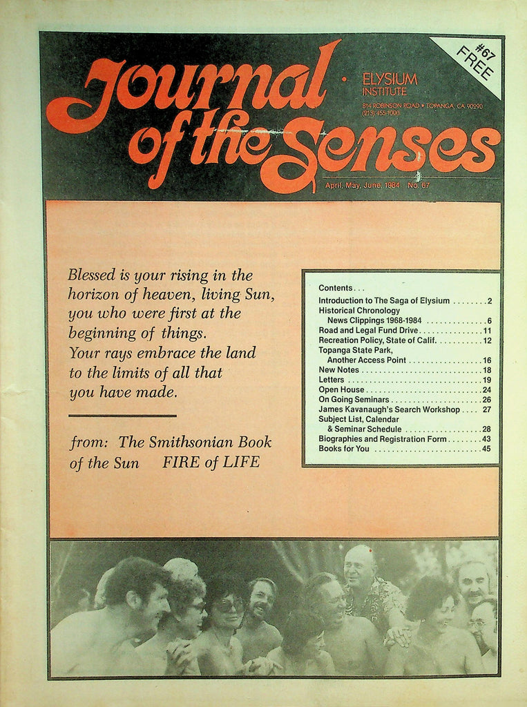 Journal Of The Senses Nudist Newspaper  The Saga Of Elysium  April-June 1984    062826lmp-GSC