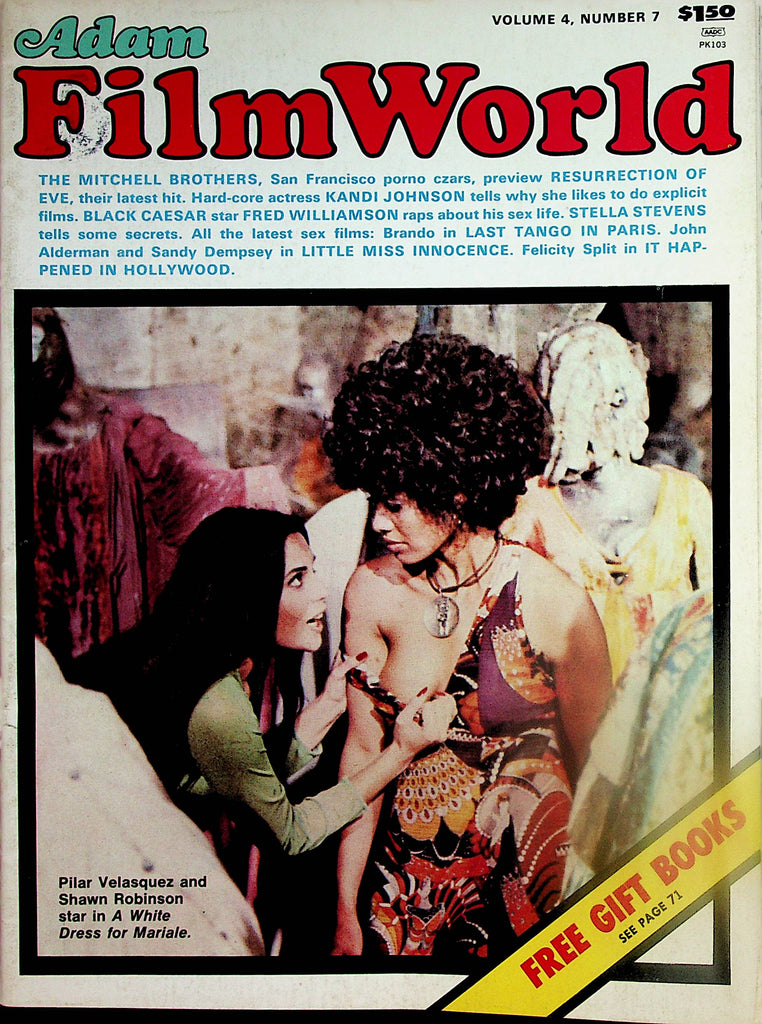 Adam Film World Magazine   Pilar Velasquez and Shawn Robinson Star In A White Dress For Mariale  vol.4 #7  1973     061924lm-p2