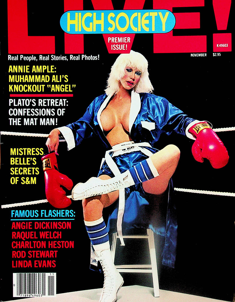High Society Live! Magazine  Annie Ample: Muhammad Ali's Knockout "Angel"  Premier Issue  November 1981  031624lm-p